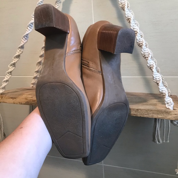 Nine West Tan Leather Zip Ankle Boots - Picture 9 of 10